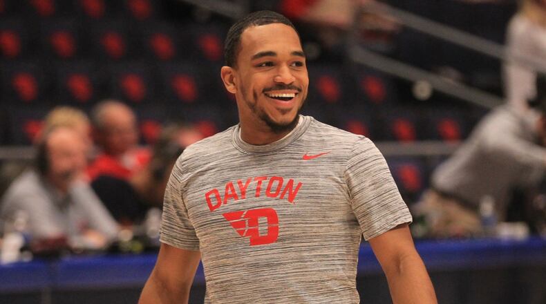 Dayton’s Camron Greer warms up before a game against Fordham on Saturday, Feb. 1, 2020, at UD Arena. David Jablonski/Staff