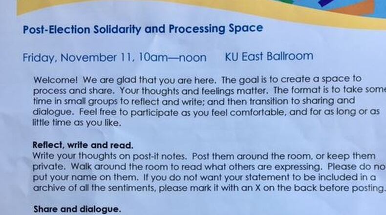 The University of Dayton held a “Post-Election Solidarity and Processing Space” event on Friday. CAROLINE REINWALD / STAFF