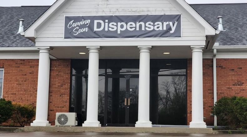 Work continues on the new Terrasana Dispensary in a former bank building on Dixie Highway in Middletown. NICK GRAHAM/STAFF