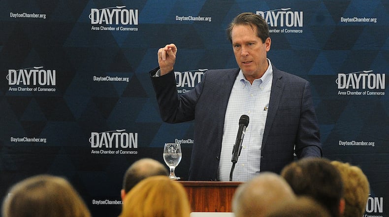 Kettering Health's new CEO, Michael Gentry, was the guest speaker at the Dayton Area Chamber of Commerce breakfast event, Friday, Jan. 12, 2024. The event was held at the NCR County Club in Kettering. MARSHALL GORBY\STAFF