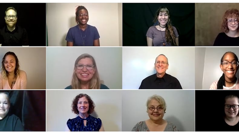 The cast of the 2021 Dayton Playhouse FutureFest-winning play "All the Oxytocin in Your Fingertips" by Cary Simowitz.