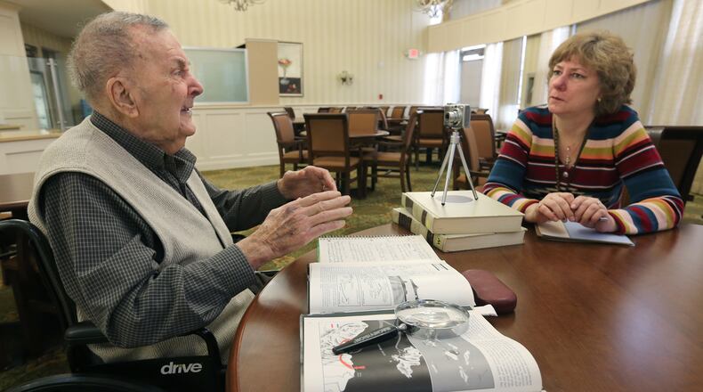 The Dayton Foundation has announced two new grants to assist non-profits who are working with older adults. In this December 2016 photo, World War II veteran Clyde Dye, 93, is interviewed by volunteer Suzanne Nichols in Akron. Nichols is working on a veterans history project for The Library of Congress. (Phil Masturzo/Akron Beacon Journal/TNS)