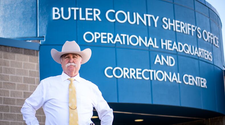Butler County Sheriff Richard Jones says depending on how the Nov. 5 presidential elections goes, he may be in the "deportation business" again. He used to have a contract with U.S. Immigration and Customs Enforcement to house detainees but cancelled it because of regulations instituted by the Biden Administration. NICK GRAHAM / STAFF