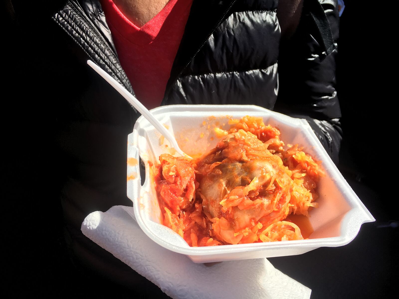 Cabbage rolls at the Ohio Sauerkraut Festival in Waynesville, Ohio.