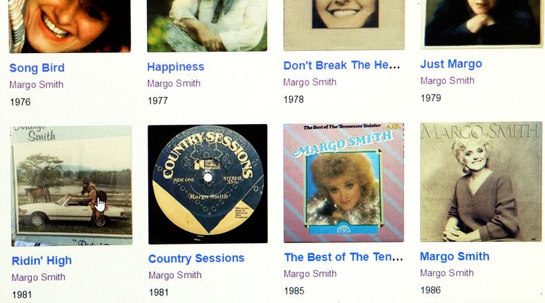 A former Clark County woman who graduated from Wittenberg University and worked as a school teacher before launching a country music career that included No. 1 hits has died.
Margo Smith, who was nicknamed the Tennessee Yodeler and who sang Christian music later in her life, died in Nashville on Monday at the age of 84. She toured with country greats Merle Haggard, Willie Nelson, Tammy Wynette, Kenny Rogers, Conway Twitty and Crystal Gayle. She sang the No. 1 songs “Don’t Break the Heart That Loves You” (1977) and “It Only Hurts for a Little While” (1978). The screen shot here is from album covers appearing under Smith's name on Discogs.com.