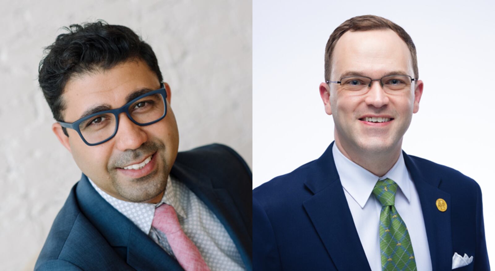 The candidates for Montgomery County treasurer in 2024 are Democrat Mohamed Al-Hamdani (left) and Republican incumbent John McManus (right).