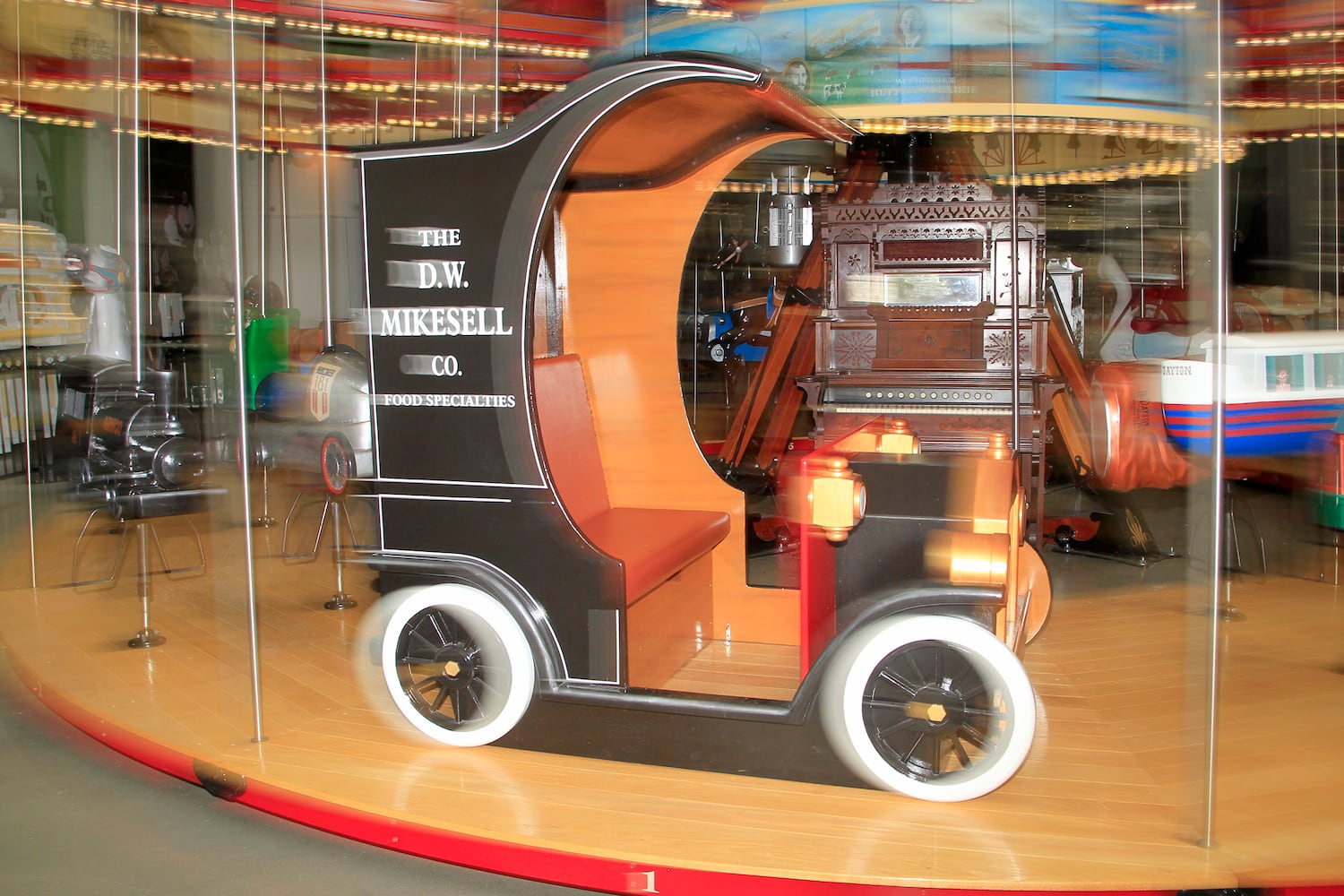 The Carousel of Dayton Innovation, at Carillon Historical Park, is a whimsical ride made of 32 hand-carved figures from the Gem City’s history.