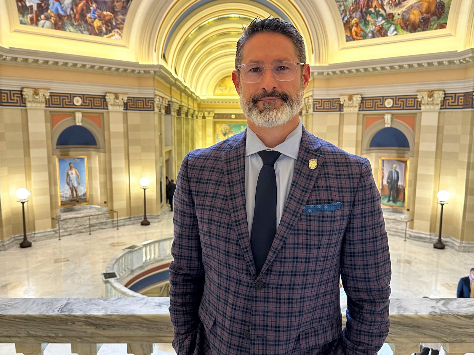 Republican State Sen. Dusty Deevers poses for a photo Wednesday, April 9, 2025, inside the State Capitol in Oklahoma City. (AP Photo/Sean Murphy)