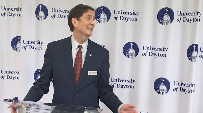 Former University of Dayton president Daniel Curran was back on campus this week for the dedication of the property now home to the school’s research center. The building, which UD bought while Curran was president, was renamed in honor of him.