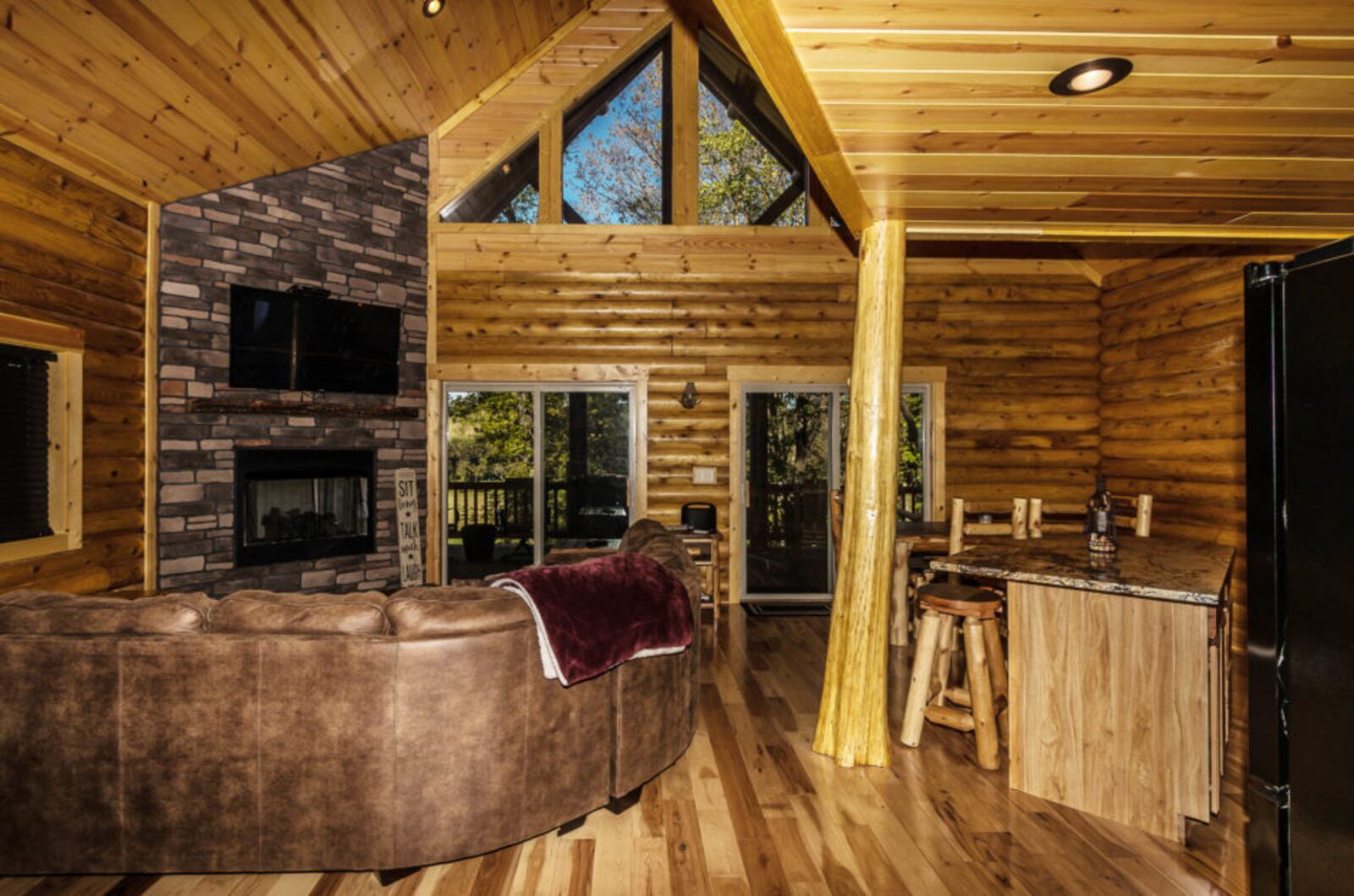 The Hill of a View Cabin in Hocking Hills has enough room to sleep 13 guests comfortably.