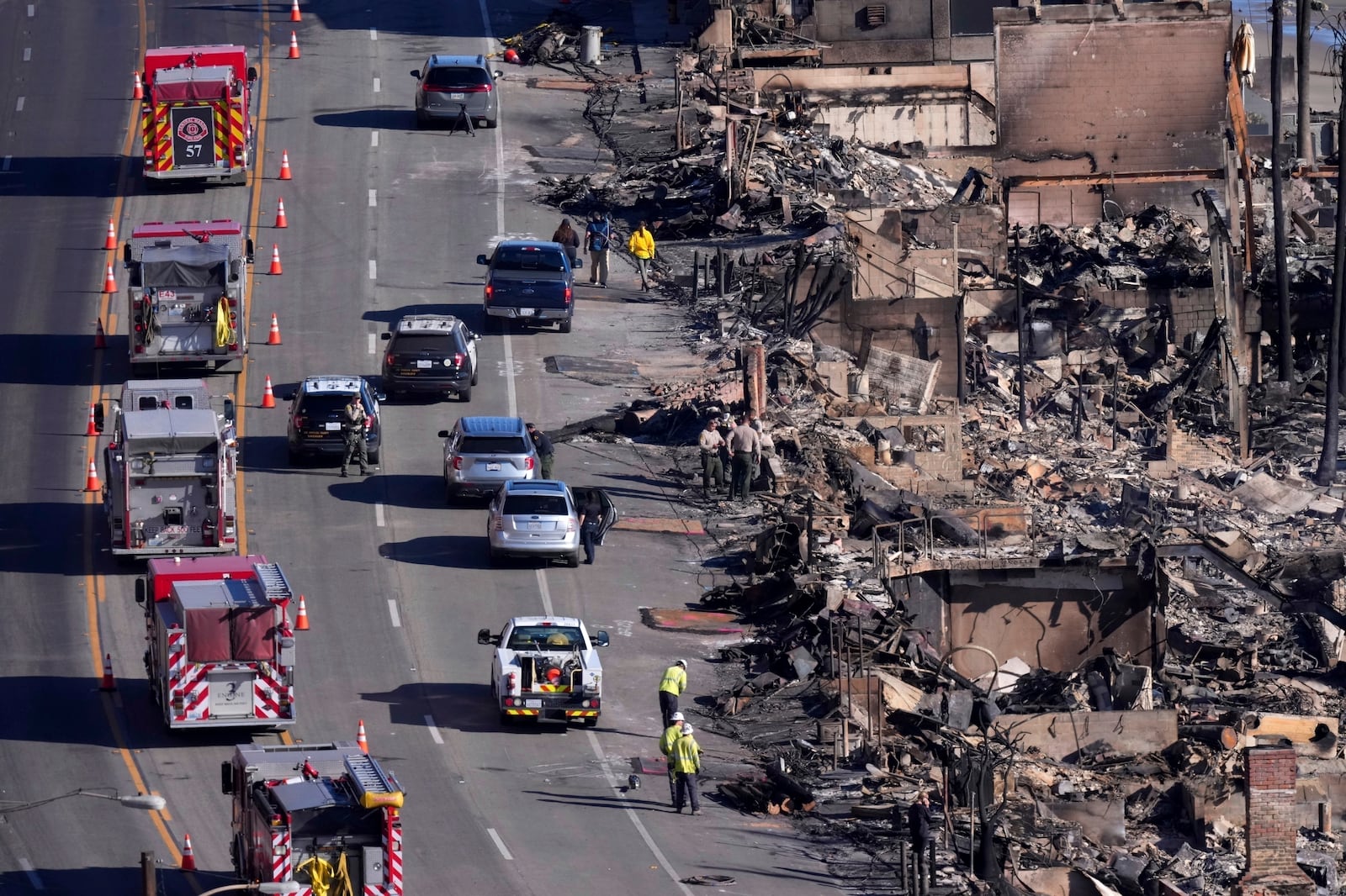 FILE - Beachfront properties are burned by the Palisades Fire, Jan. 12, 2025 in Malibu, Calif. (AP Photo/Mark J. Terrill, File)