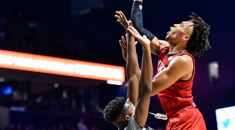 Miami’s Jalen Adaway scored 18 points Thursday in the RedHawks’ win over South Carolina State. NICK GRAHAM/FILE PHOTO