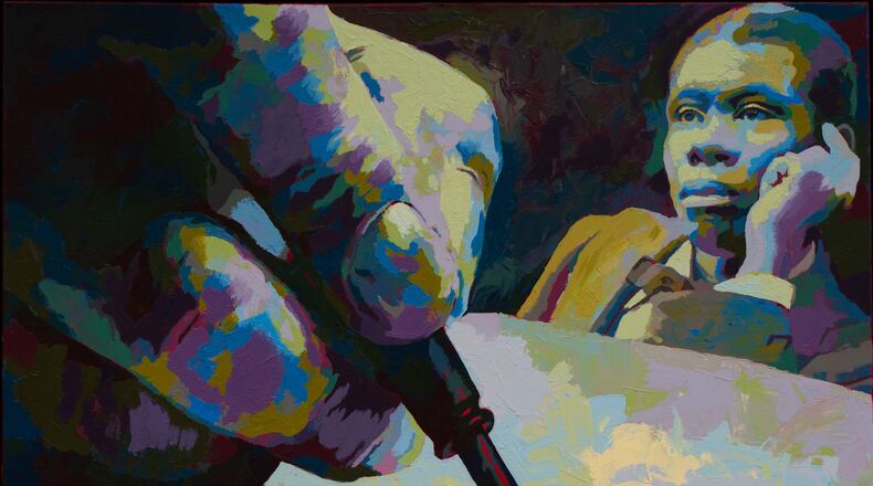 "Dunbar: Moment Before the Magic," created by artist Dwayne Daniel, is a part of the "In Praise of Dunbar: Yesterday and Today" exhibit at the EbonNia Gallery through April 28. CONTRIBUTED