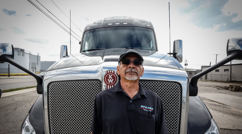 Larry Lloyd has been a truck driver for 37 years and now drives for Spears Expediting. Lloyd said he likes the freedom of trucking but doesn't like the traffic. "It's gotten bad over the years," Lloyd said. JIM NOELKER/STAFF