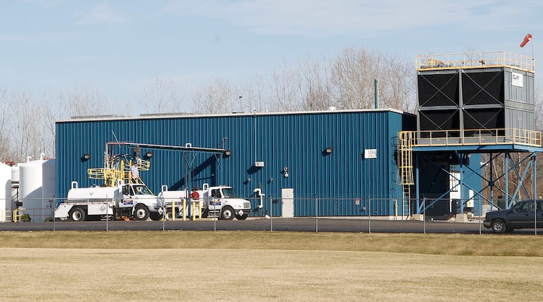 The Miami Products and Chemical Company in Fairborn makes pool chemicals. It is allowed to have up to four 90 ton train cars full of extremely hazardous chlorine on a private rail spur. TY GREENLEES / STAFF