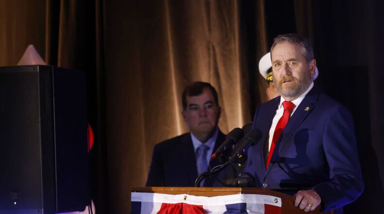 Speakers at the GOP Lincoln Day dinner in Butler County included Congressman Warren Davidson, Butler County Republican Party Chairman Todd Hall, Ohio Attorney General Dave Yost and Hamilton vice mayor Michael Ryan. The dinner also featured a choir from Lakota East schools singing the national anthem. | Nick Graham/Staff