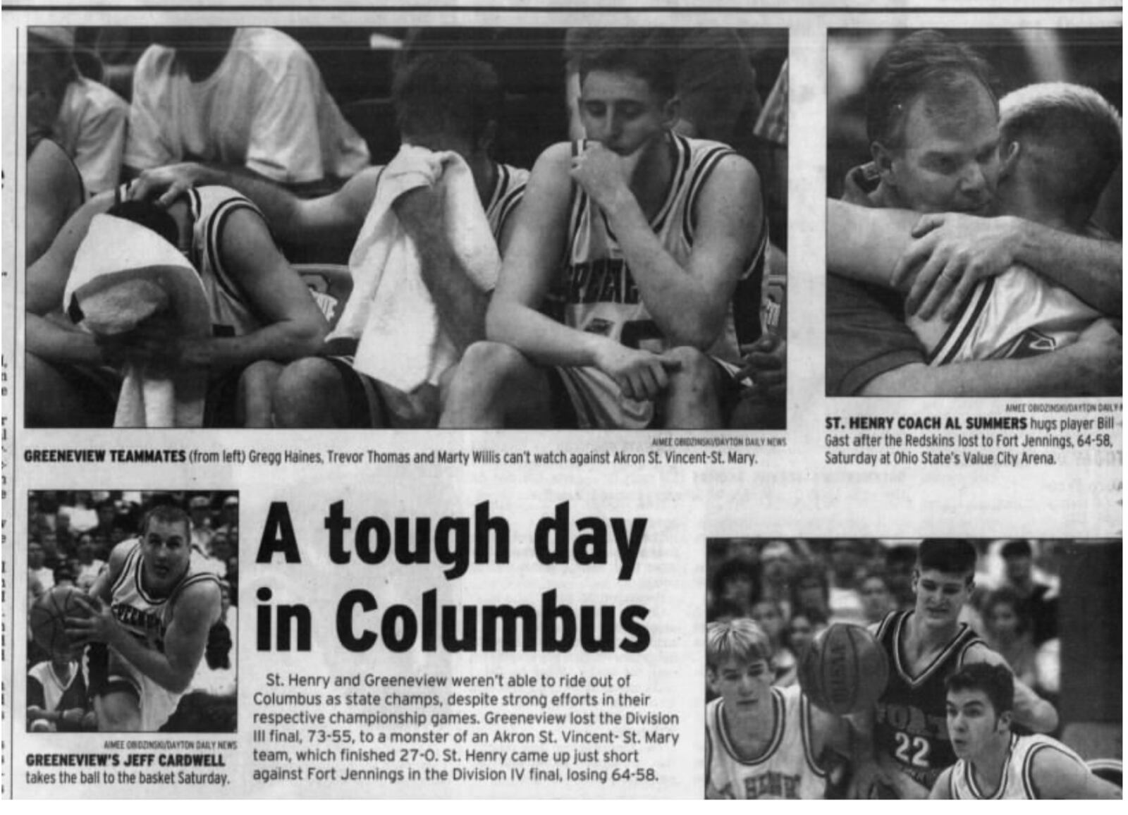 Greeneview-Akron St. Vincent St. Mary 2000 OHSAA basketball championship game coverage from the archives
