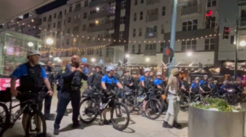 Cincinnati police disperse large crowds and unruly groups at The Banks on Opening Day, March 26, 2026. Photo by: Jay Shakur/WCPO