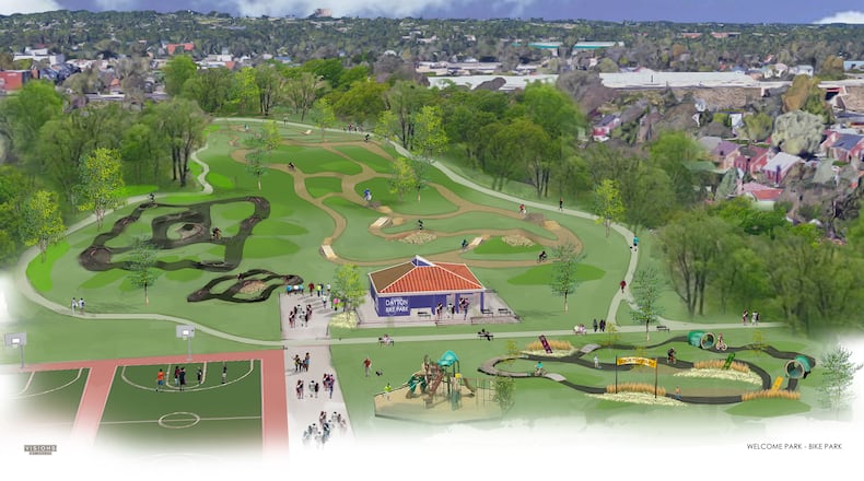 A rendering of the Bike Yard at Welcome Park. The city hopes to complete a children's bicycle playground this spring. CONTRIBUTED