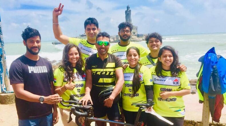 Bharat Pannu, 36, recently set a new cycling world record in India. He completed his journey on a bike saddle created by Dayton startup Edge Cycling Technologies. CONTRIBUTED