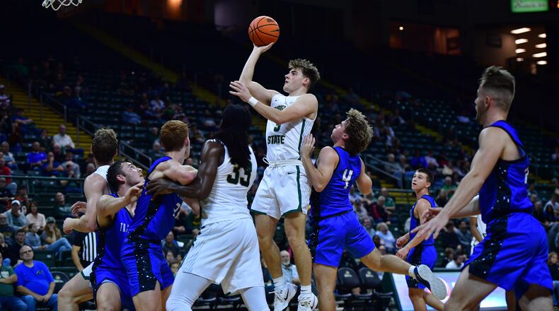 Wright State's Alex Huibregtse puts up a shot during a game vs. Ohio Christian last week at the Nutter Center. Joe Craven/Wright State Athletics