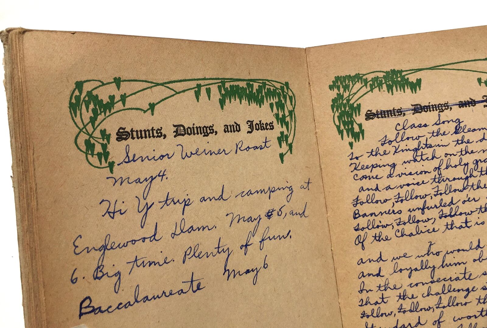 Herbert Nye, began documenting his senior year at Madison High School  in this book on Monday, Sept. 26, 1927.  PHOTO PROVIDED BY CHARLIE NYE