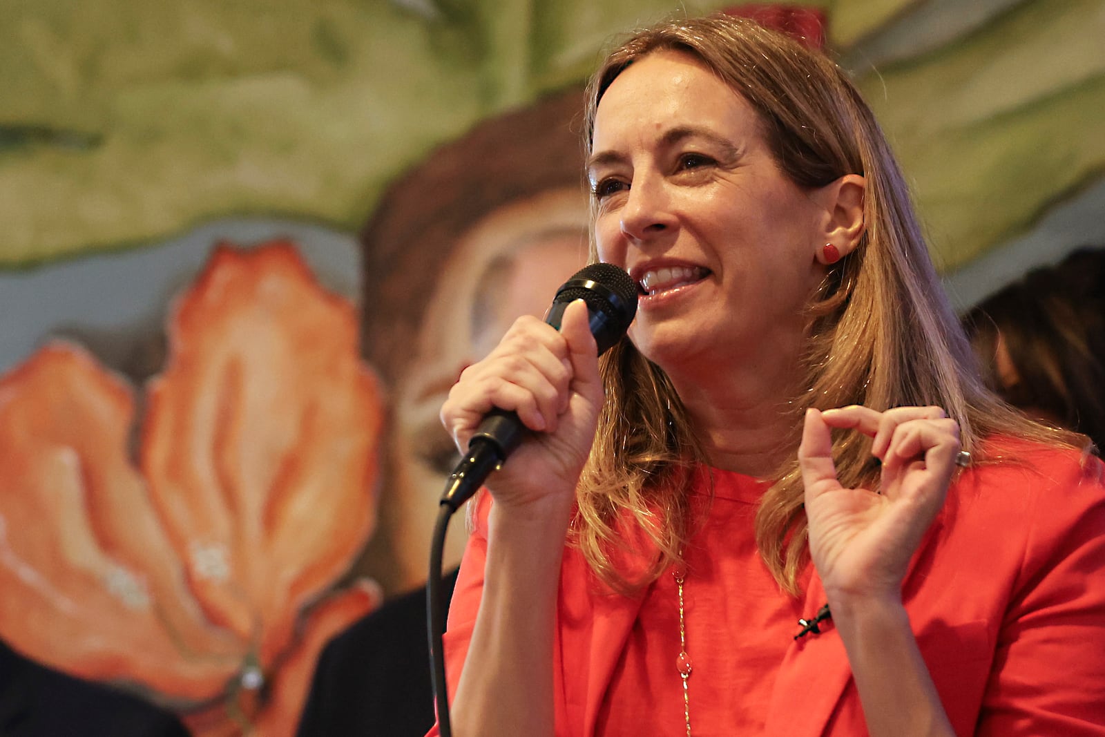 Rep. Mikie Sherrill, D-N.J., speaks at a "Get Out the Vote" rally, Saturday, June 7, 2025, in Elizabeth, N.J. (AP Photo/Heather Khalifa)