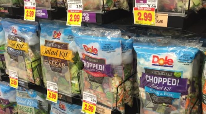 Some Dole bagged salads products that were produced at the Springfield plant have been recalled, including ones that beginning with an A in its manufacturing code. Katie Wedell/Staff