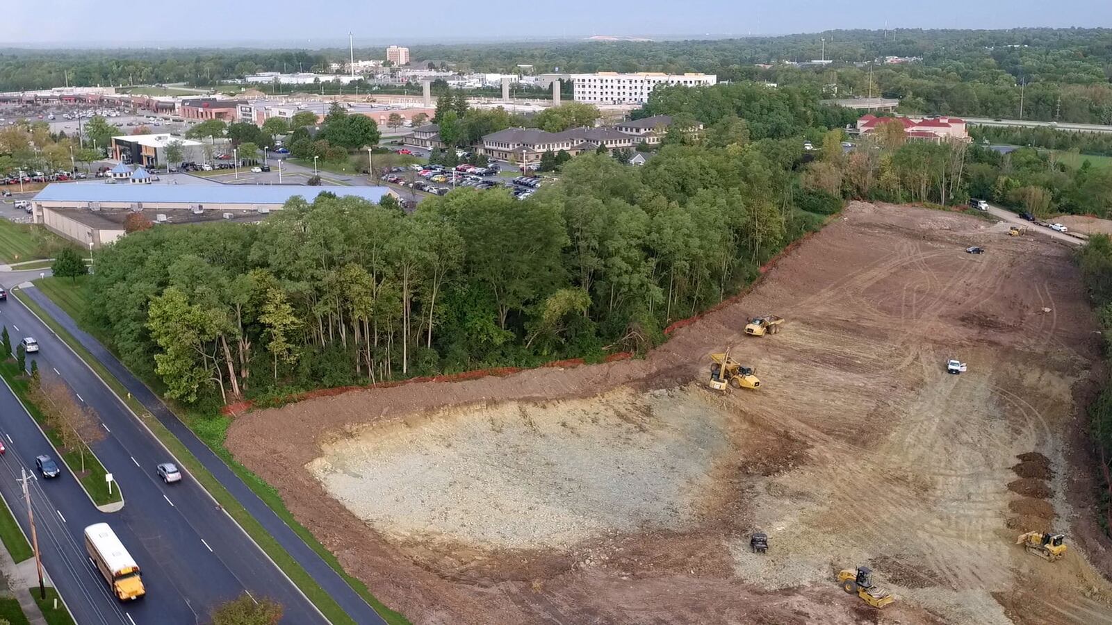 Site preparation for 14 new walk-up apartment buildings on Alex-Bell Road in Centerville continues for the Gateway Lofts development. 256 one-bedroom units and 104 two-bedroom units are planned for the nearly 40 acres site. TY GREENLEES / STAFF