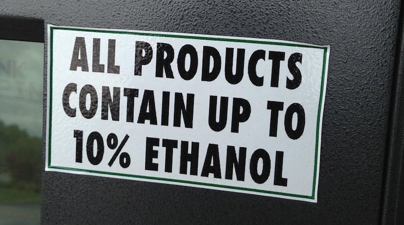 Most fuel pumps have a sign posted showing that the gasoline contains up to 10 percent ethanol. James Halderman photo