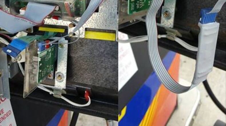 Englewood gas pump skimmer found Aug. 10, 2017. Contributed photo