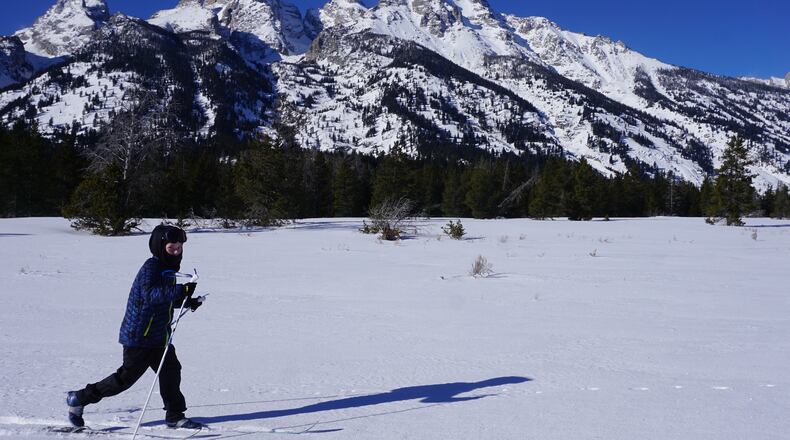 Oliver Cripe, 9, cross country skis through a field of snow inside Grand Teton National Park. (Chadd Cripe/Idaho Statesman/TNS)