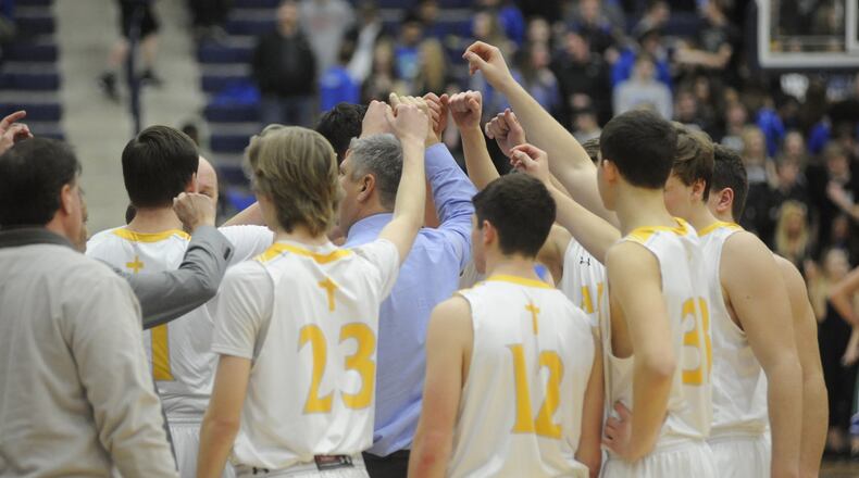 Alter clinched is second straight outright GCL Co-Ed North title by defeating CJ 68-49 at Fairmont’s Trent Arena in a boys high school basketball game last Friday. MARC PENDLETON / STAFF