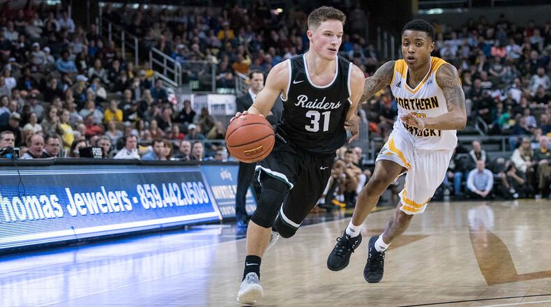 Wright State sophomore guard Cole Gentry scored a career-high xx points Thursday night in a x-x victory at Green Bay. JOSEPH CRAVEN/CONTRIBUTED PHOTO