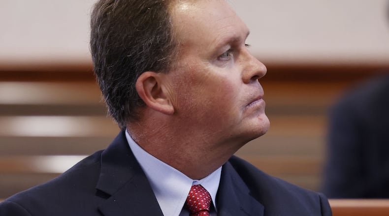 Butler County Auditor Roger Reynolds (pictured) appeared for arraignment on criminal charges in front of visiting Judge Daniel Hogan in Butler County Common Pleas Court Thursday, Feb. 24, 2022 in Hamilton. Reynolds pleaded not guilty to all charges including bribery, two counts of unlawful interest in a public contract and misdemeanor charges of unlawful use of authority and conflict of interest. The charges stem from allegations that Reynolds used his public office to further his own interests. NICK GRAHAM/STAFF