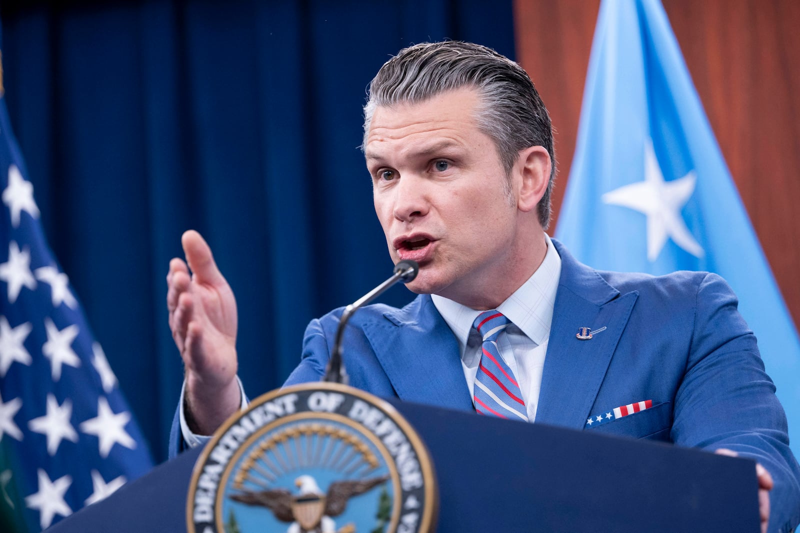 Defense Secretary Pete Hegseth speaks during a news conference at the Pentagon, Thursday, June 26, 2025 in Washington. (AP Photo/Kevin Wolf)