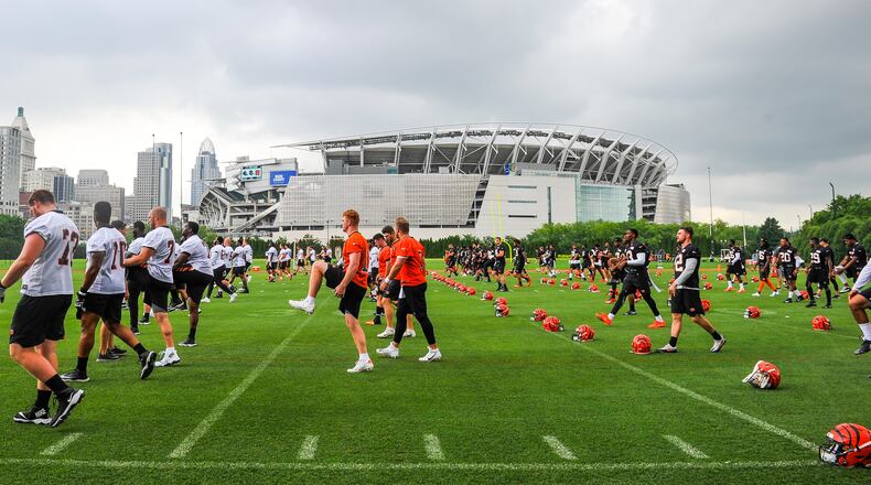 The Cincinnati Bengals held organized team activities Tuesday, May 22 at the practice facility near Paul Brown Stadium in Cincinnati. NICK GRAHAM/STAFF