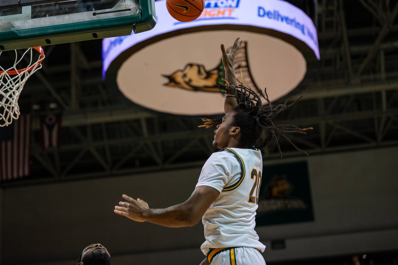 Wright State's Andrea Holden puts up a shot vs. Robert Morris during their game at the Nutter Center on Feb. 2, 2025. Jordan Wommack/Wright State Athletics photo