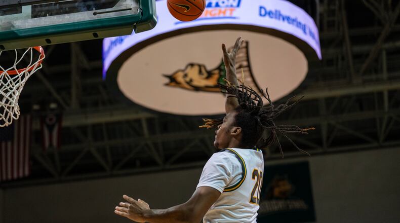 Wright State's Andrea Holden puts up a shot vs. Robert Morris during their game at the Nutter Center on Feb. 2, 2025. Jordan Wommack/Wright State Athletics photo