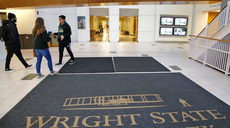 Incoming students start a campus tour at Wright State University in January 2019. TY GREENLEES / STAFF