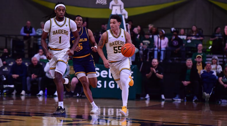 Wright State University point guard Michael Cooper dribbles down the floor during their game against Franklin College earlier this season at the Ervin J. Nutter Center in Fairborn. WRIGHT STATE ATHLETICS / CONTRIBUTED PHOTO
