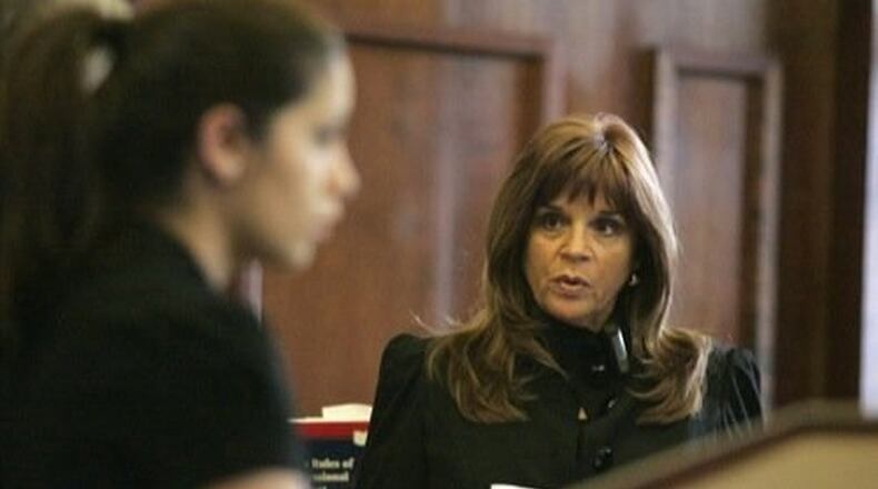 Greene County Clerk of Courts Terri A. Mazur, pictured here during a jury trial in February 2010, has announced she is retiring at the end of the year. STAFF PHOTO