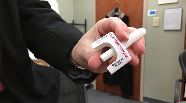 Naloxone nasal spray can help reverse the effects of an opioid overdose, and is a key tool in reducing accidental overdose deaths. FILE