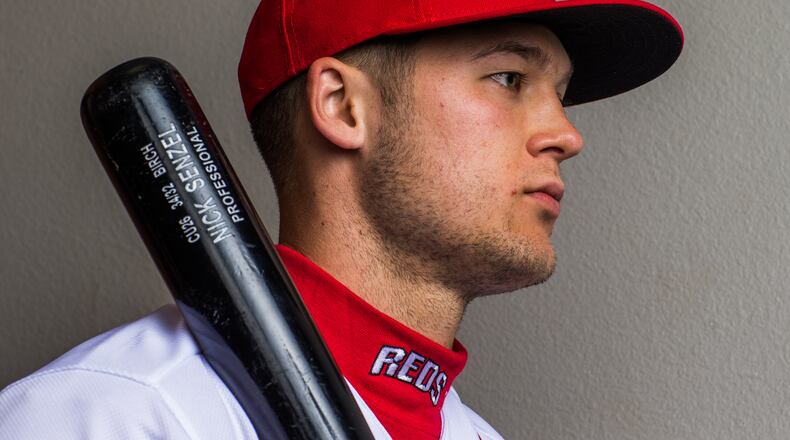 Nick Senzel poses for a portrait at the Cincinnati Reds Player Development Complex on February 20, 2018 in Goodyear, Arizona. (Photo by Rob Tringali/Getty Images)