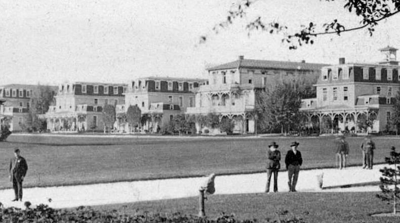 Three story frame barracks were erected to house the veterans at the National Home for Disabled Volunteer Soldiers in Dayton. Each floor accomodated about 40 men. PHOTO COURTESY OF THE DAYTON VA ARCHIVES