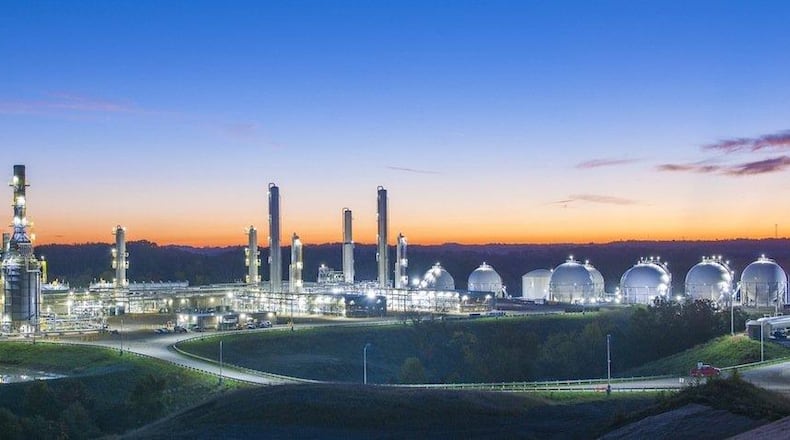 The MarkWest Energy Partners natural gas processing and storage operation near Cadiz is about 60 miles south of Canton, Ohio. The image is courtesy of Marathon Petroleum Corp.