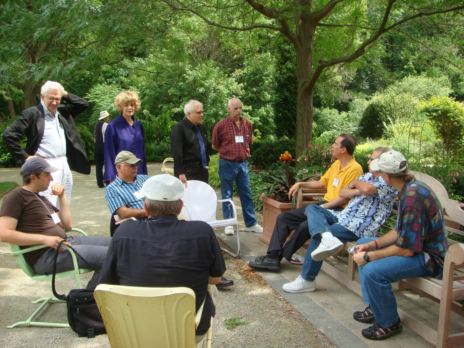 At a break between FutureFest plays at Dayton Playhouse in Wegerzyn Gardens, people gather outside. It’s a good chance for audience members to interact with playwrights and judges. CONTRIBUTED