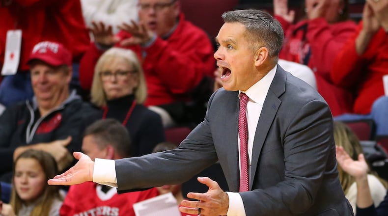 PISCATAWAY, NJ - JANUARY 09: Head coach Chris Holtmann of the Ohio State Buckeyes reacts during the second half a game against the Rutgers Scarlet Knights at Rutgers Athletic Center on January 9, 2019 in Piscataway, New Jersey. Rutgers defeated Ohio State 64-61. (Photo by Rich Schultz/Getty Images)