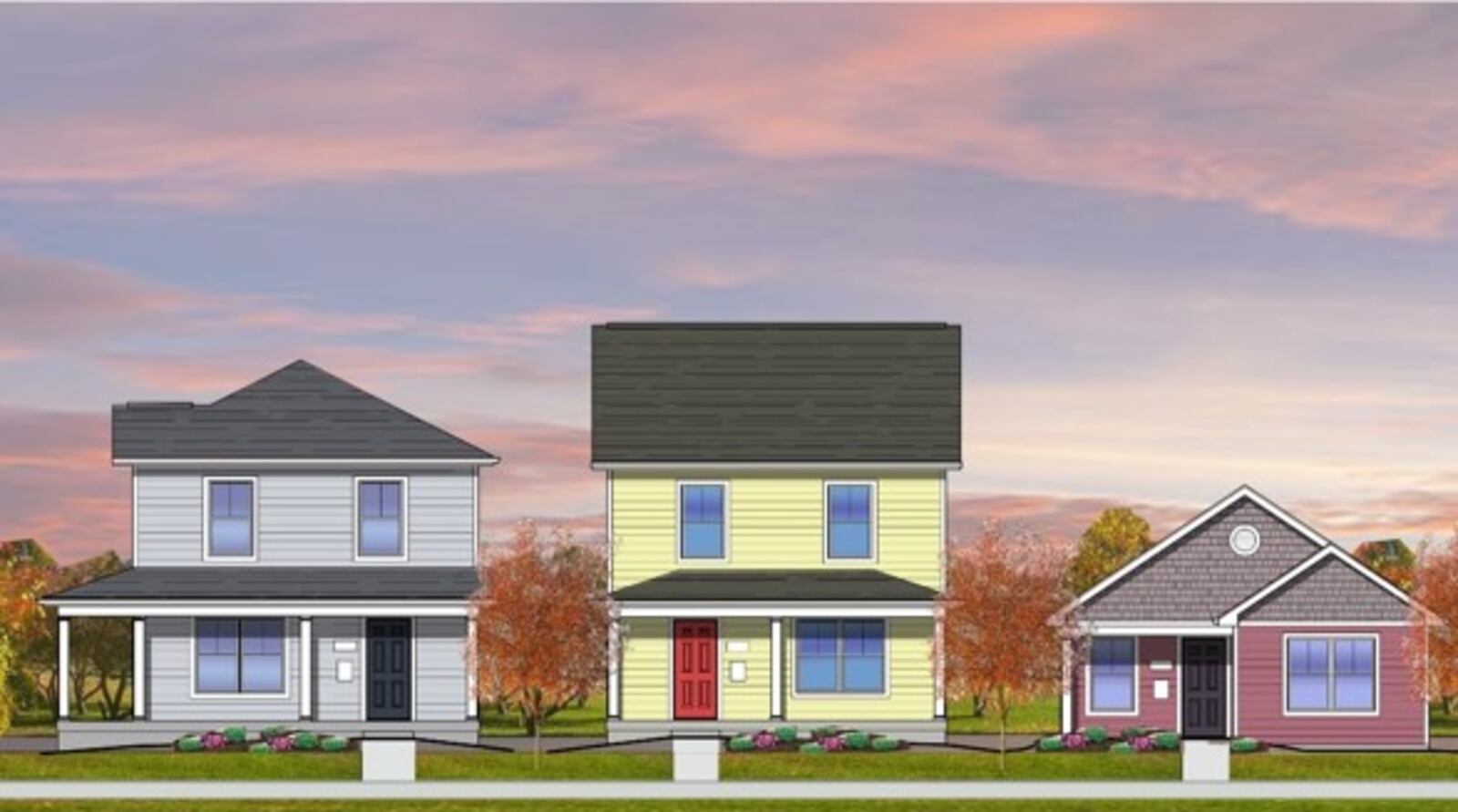 Renderings of new homes planned for the Wolf Creek neighborhood in West Dayton. CONTRIBUTED