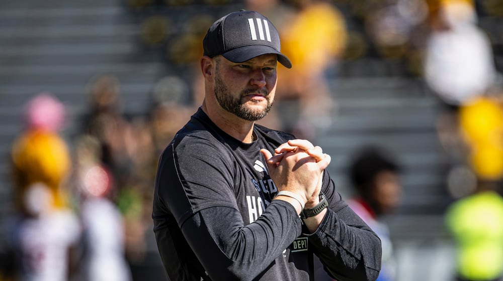 Indiana defensive coordinator and linebackers coach Bryant Haines, a Piqua High School graduate, is pictured before a game against Iowa on Sept. 27, 2025, at Kinnick Stadium in Iowa City, Iowa, Photo By Dani Meersman/Indiana Athletics